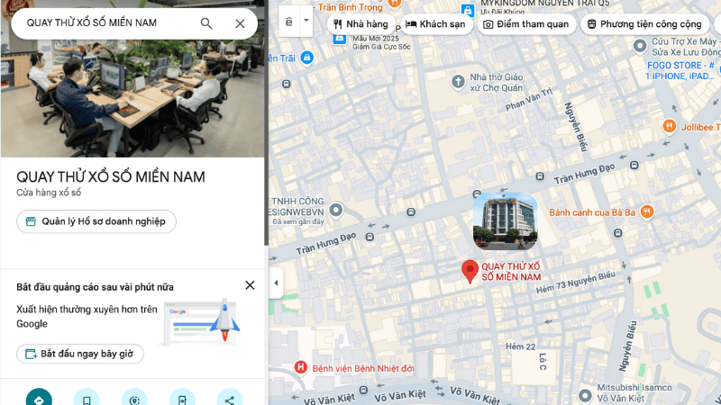 Bản đồ chỉ dẫn đường đi đến trụ sở công ty quay thử xổ số miền nam