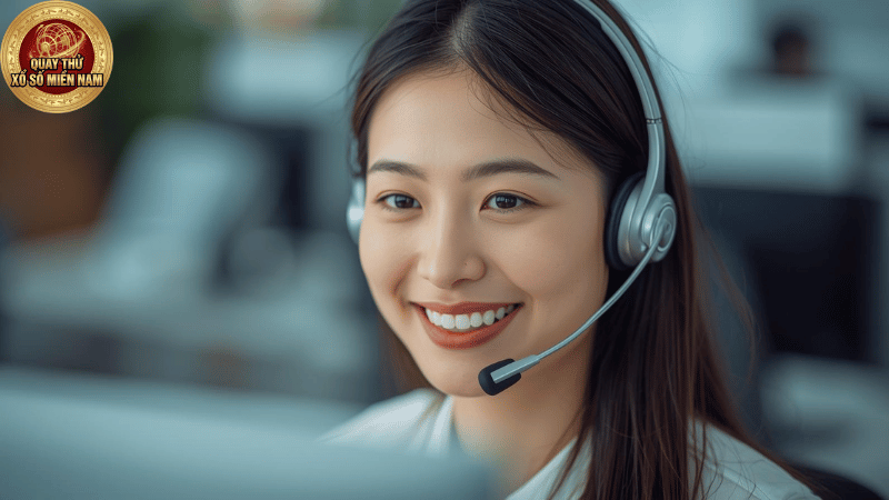 Nhân viên chăm sóc khách hàng đang hỗ trợ qua điện thoại.